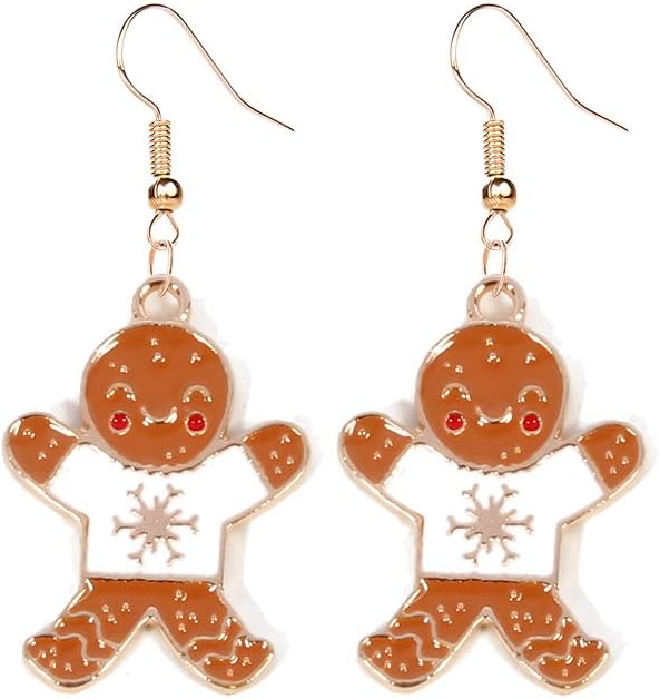 Earrings for Women Cute Creative Christmas Gingerbread Man Earrings Christmas Theme EarringsXmas Holiday Earrings Festival Jewelry Gifts - 我的商店我的商店我的商店