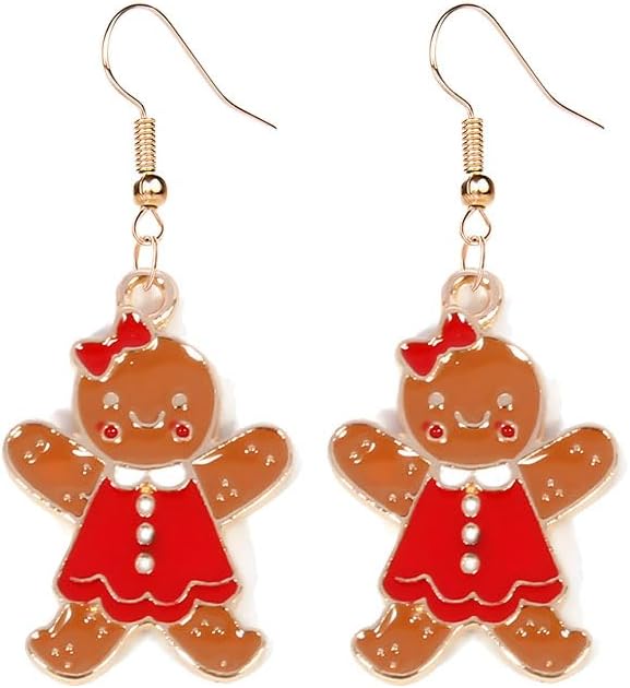 Earrings for Women Cute Creative Christmas Gingerbread Man Earrings Christmas Theme EarringsXmas Holiday Earrings Festival Jewelry Gifts - 我的商店我的商店我的商店