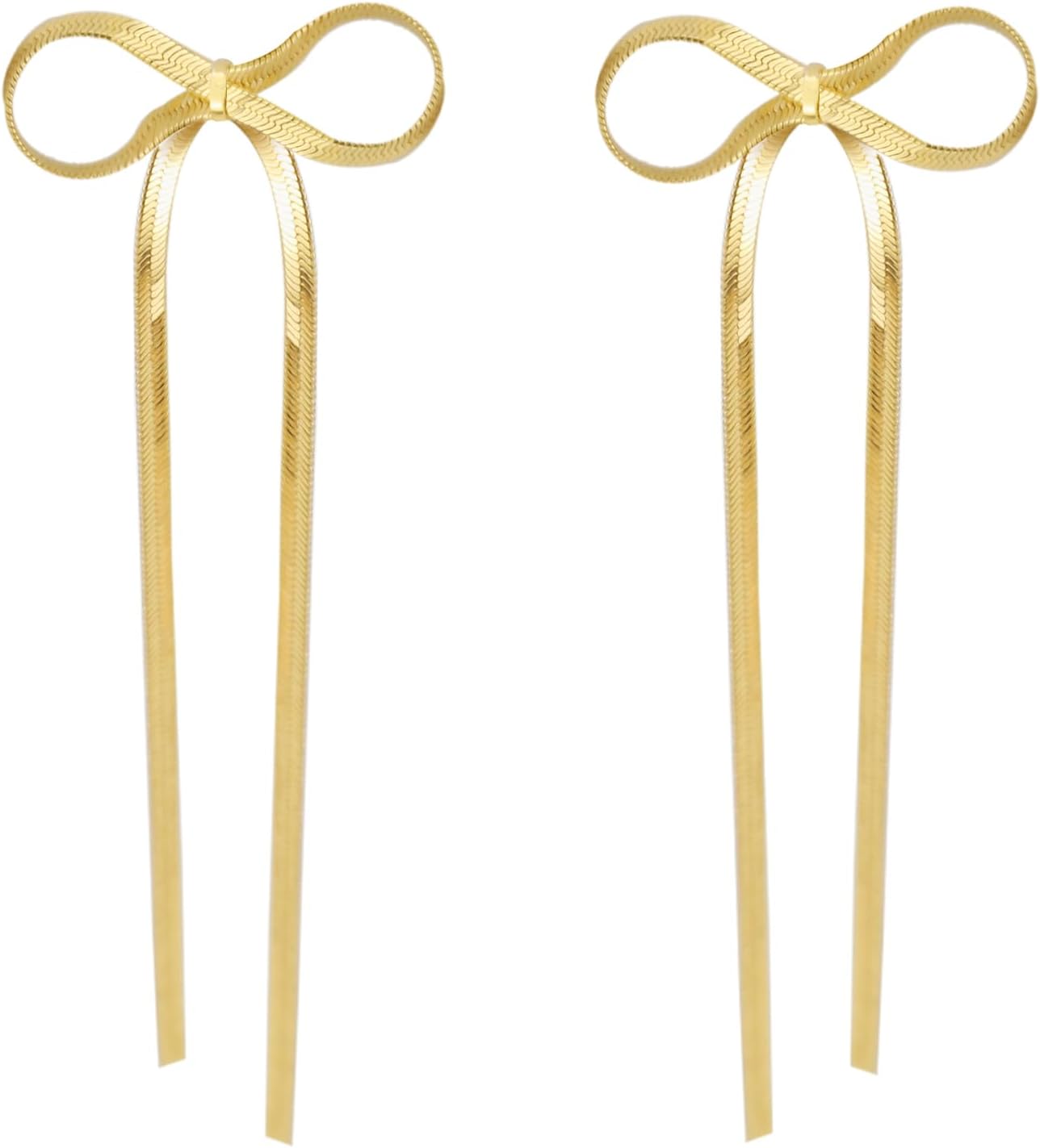 Earrings for Women Girls, 18K Gold Plated Bow Stud Earrings Dangle Drop Earrings Gold Earrings for Women Girls Trendy Aretes de Mujer Gold Jewelry Chritsmas Gifts for Her Teens - 我的商店我的商店我的商店