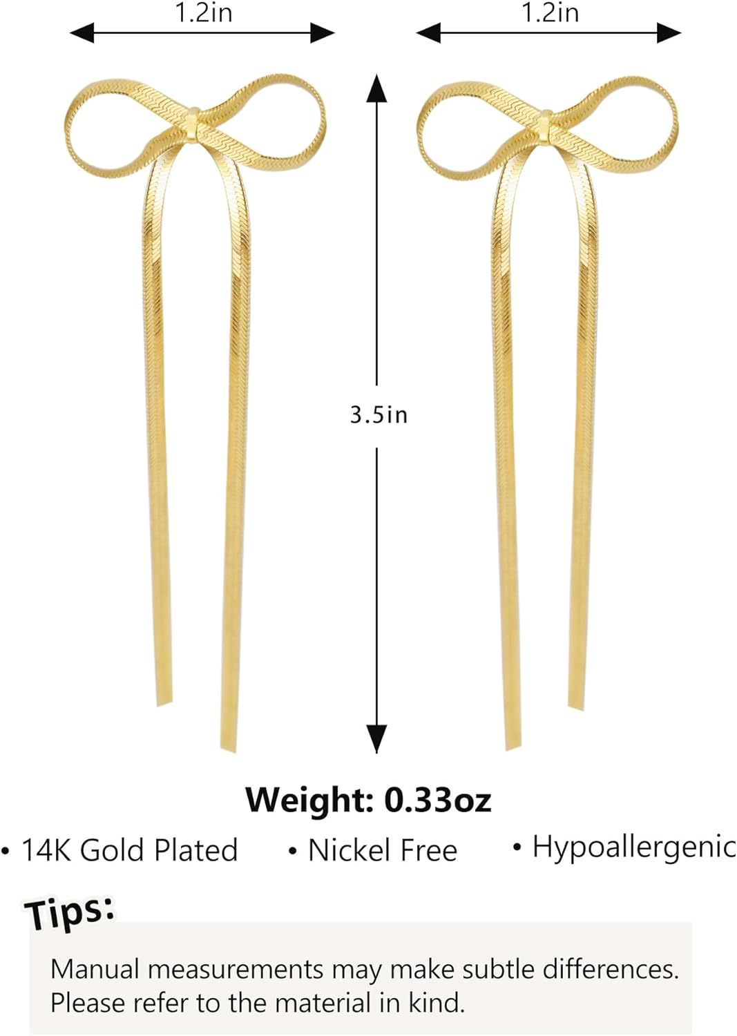 Earrings for Women Girls, 18K Gold Plated Bow Stud Earrings Dangle Drop Earrings Gold Earrings for Women Girls Trendy Aretes de Mujer Gold Jewelry Chritsmas Gifts for Her Teens - 我的商店我的商店我的商店