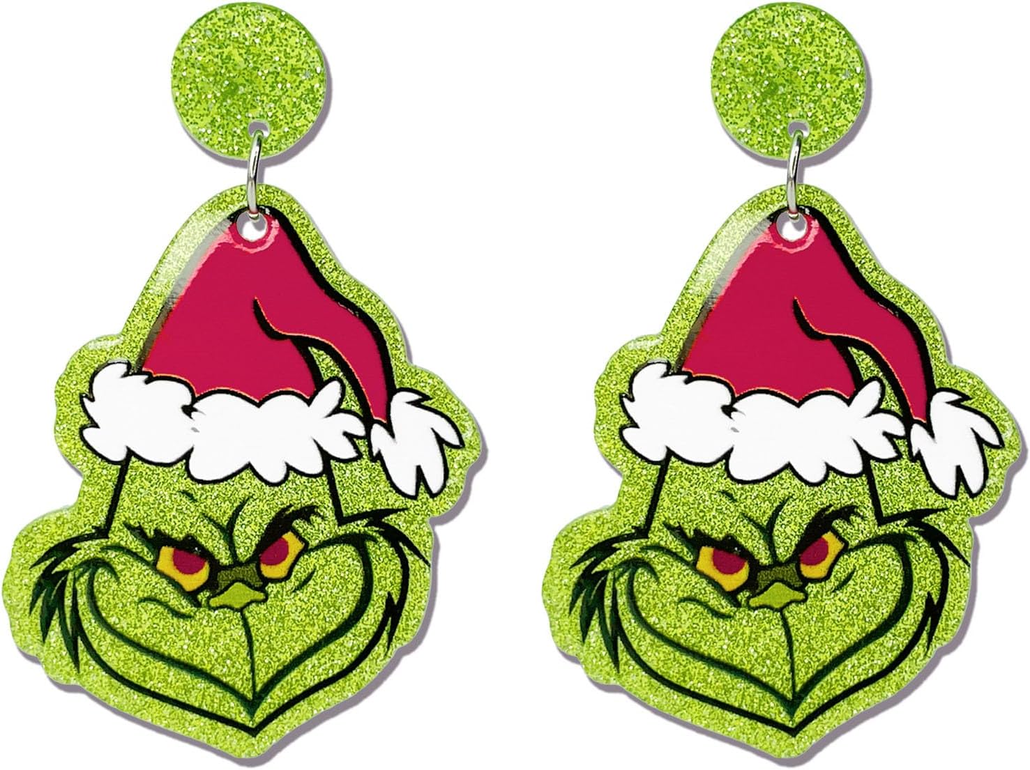 Earrings for Women Girls Teens, Glitter Acrylic Geinch Earrings Geinch Accessories for Christmas Parties. Geinchmas Christmas Geinch Party Favors 2023, Suit for Geinch Costume Geinch Gifts - 我的商店我的商店我的商店