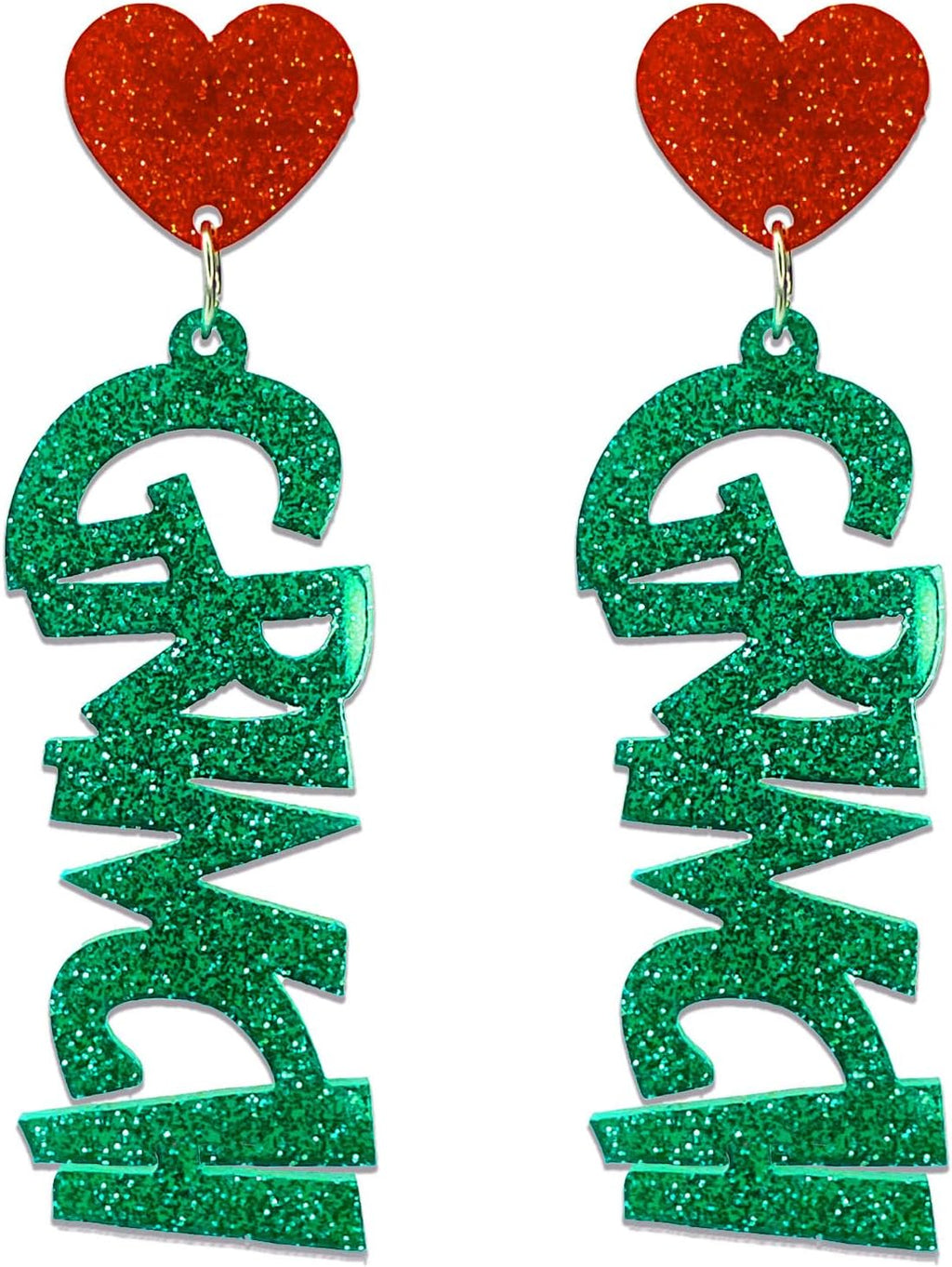 Earrings for Women Girls Teens, Glitter Acrylic Geinch Earrings Geinch Accessories for Christmas Parties. Geinchmas Christmas Geinch Party Favors 2023, Suit for Geinch Costume Geinch Gifts - 我的商店我的商店我的商店