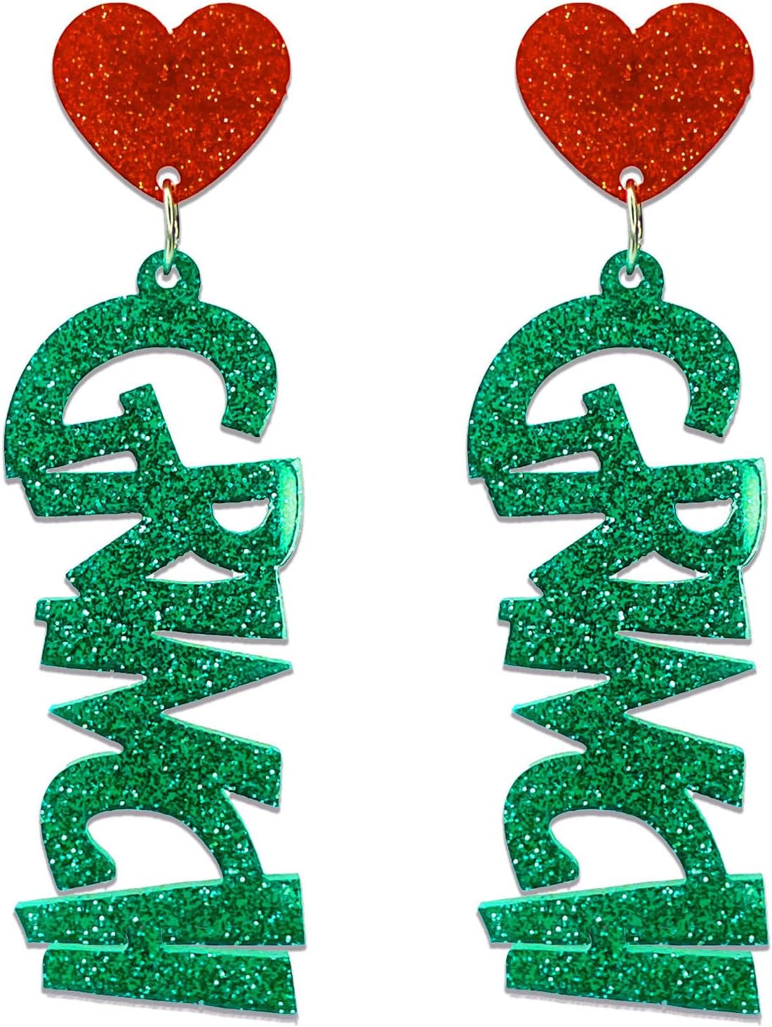 Earrings for Women Girls Teens, Glitter Acrylic Geinch Earrings Geinch Accessories for Christmas Parties. Geinchmas Christmas Geinch Party Favors 2023, Suit for Geinch Costume Geinch Gifts - 我的商店我的商店我的商店