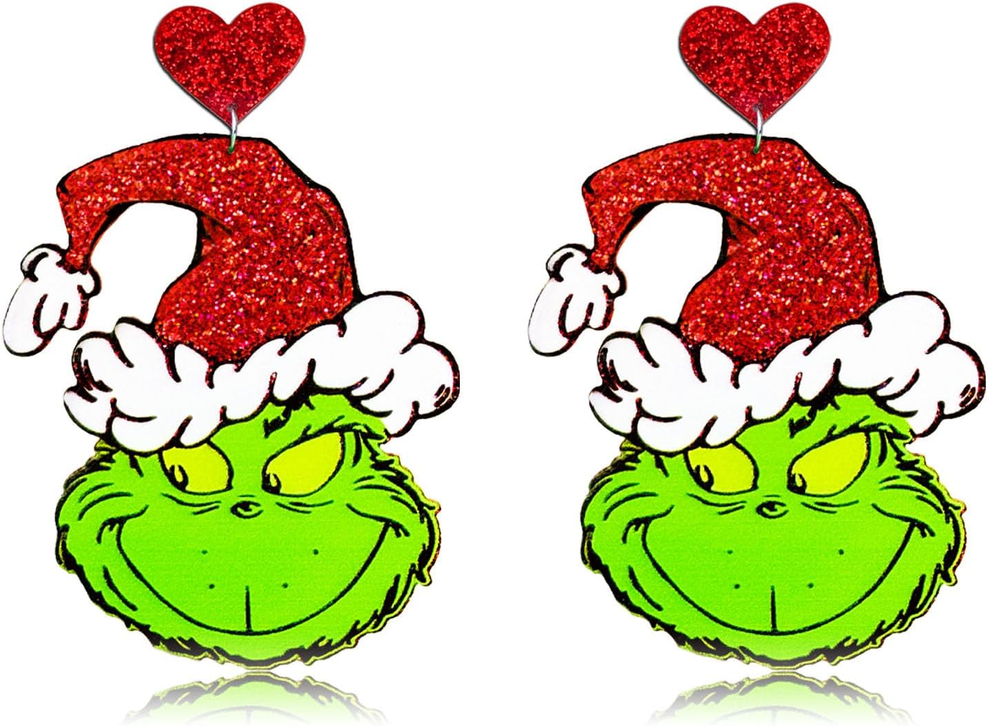 Earrings for Women Girls Teens, Glitter Acrylic Geinch Earrings Geinch Accessories for Christmas Parties. Geinchmas Christmas Geinch Party Favors 2023, Suit for Geinch Costume Geinch Gifts - 我的商店我的商店我的商店