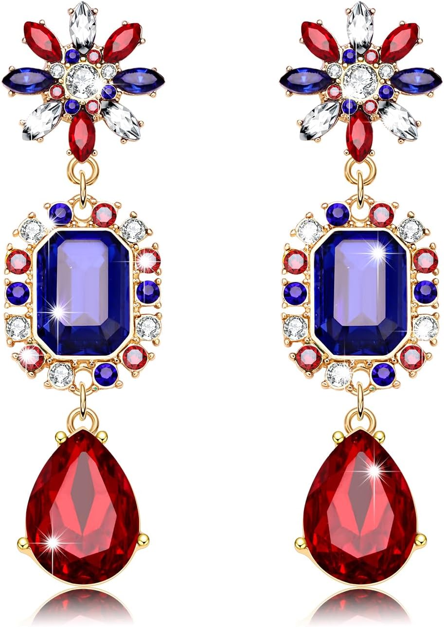 Earrings for Women, Rhinestone Purple Green Gold Crystal Earrings Fat Tuesday Carnival Parade Party Jewelry Gifts - QIAO Crystal我的商店QIAO Crystal