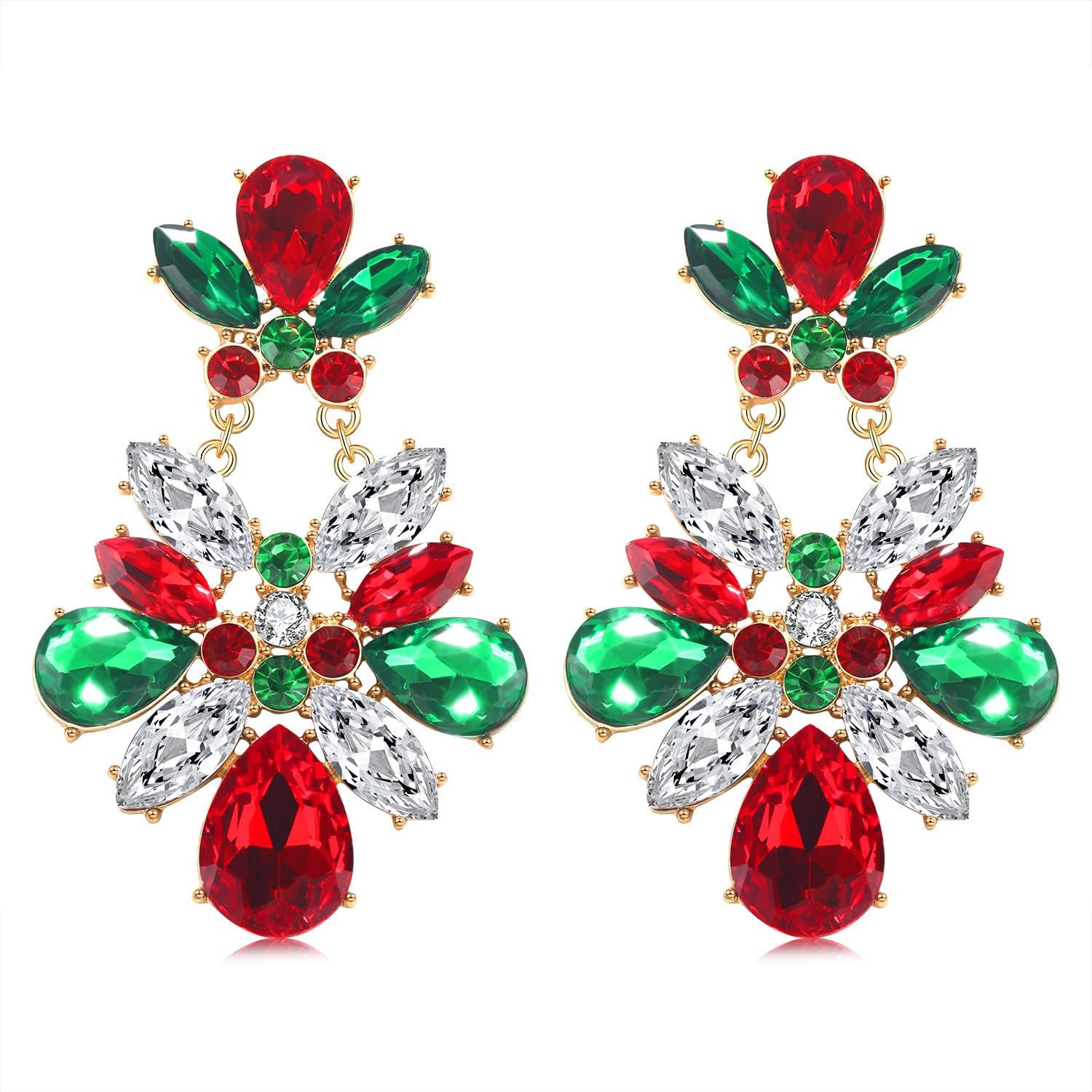Earrings for Women, Rhinestone Purple Green Gold Crystal Earrings Fat Tuesday Carnival Parade Party Jewelry Gifts - QIAO Crystal我的商店QIAO Crystal