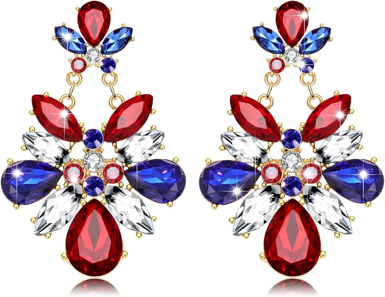 Earrings for Women, Rhinestone Purple Green Gold Crystal Earrings Fat Tuesday Carnival Parade Party Jewelry Gifts - QIAO Crystal我的商店QIAO Crystal