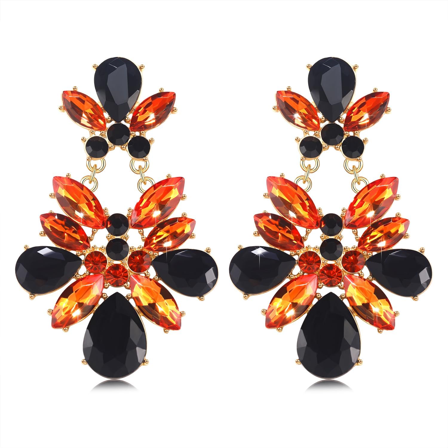 Earrings for Women, Rhinestone Purple Green Gold Crystal Earrings Fat Tuesday Carnival Parade Party Jewelry Gifts - QIAO Crystal我的商店QIAO Crystal