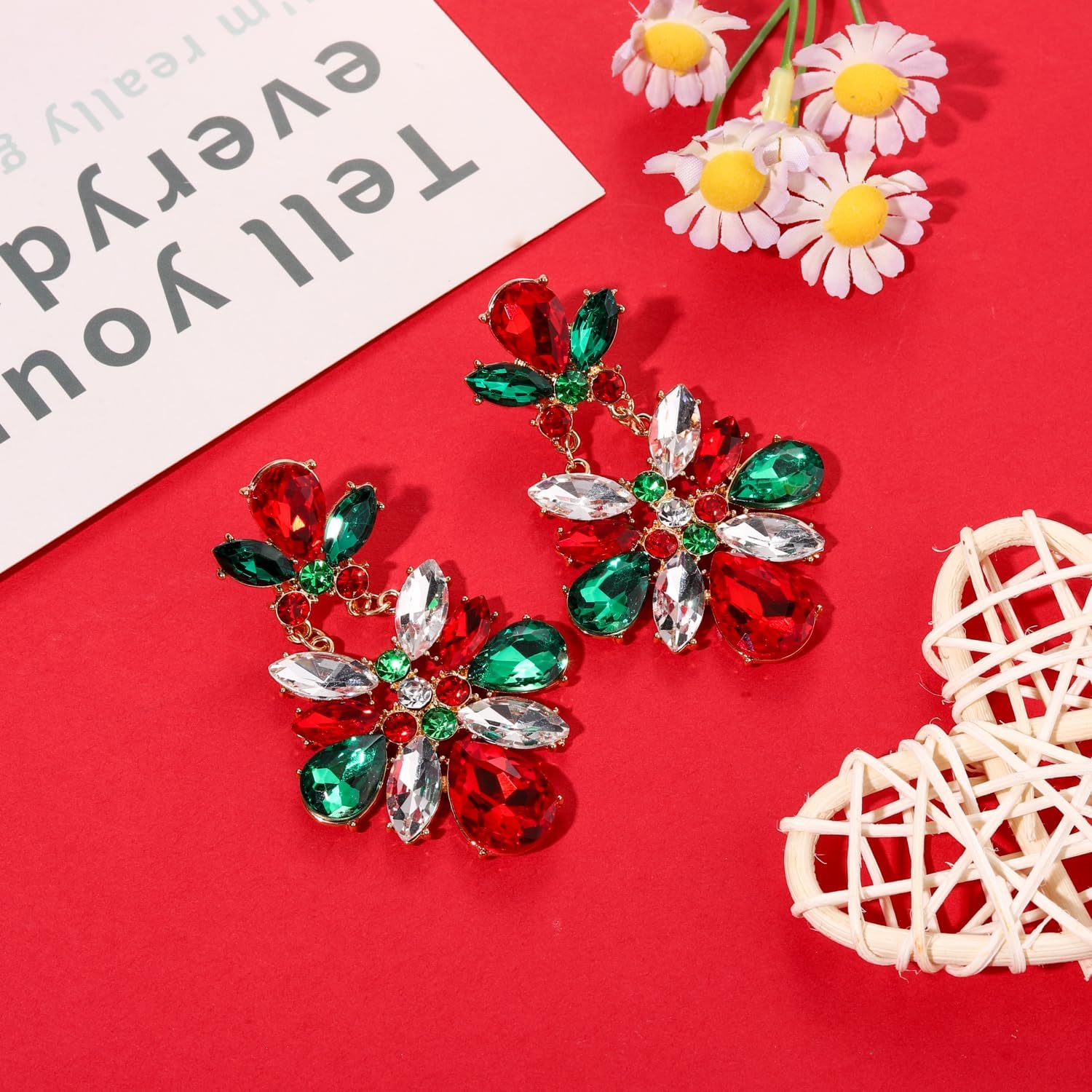 Earrings for Women, Rhinestone Purple Green Gold Crystal Earrings Fat Tuesday Carnival Parade Party Jewelry Gifts - QIAO Crystal我的商店QIAO Crystal