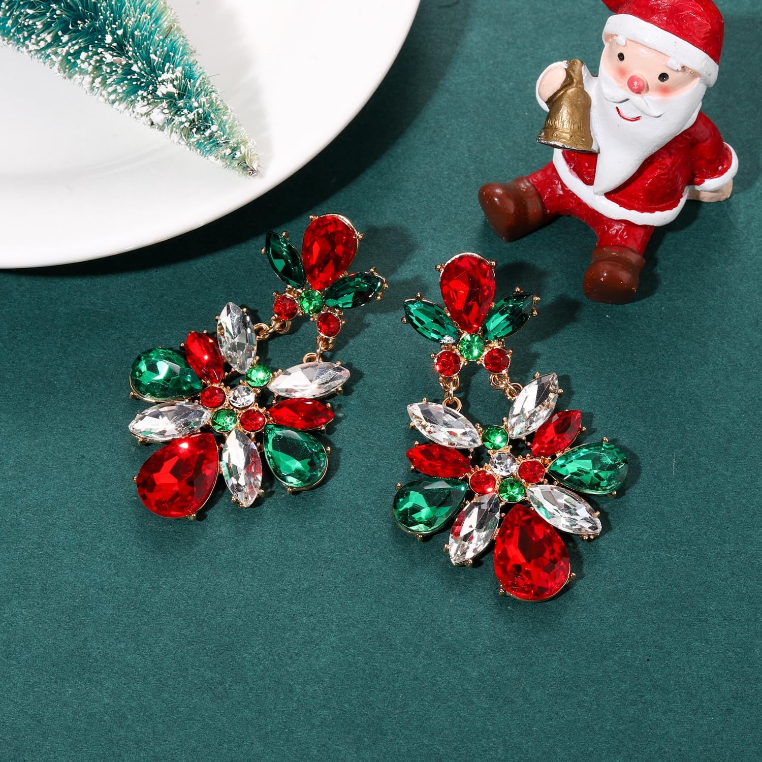 Earrings for Women, Rhinestone Purple Green Gold Crystal Earrings Fat Tuesday Carnival Parade Party Jewelry Gifts - QIAO Crystal我的商店QIAO Crystal