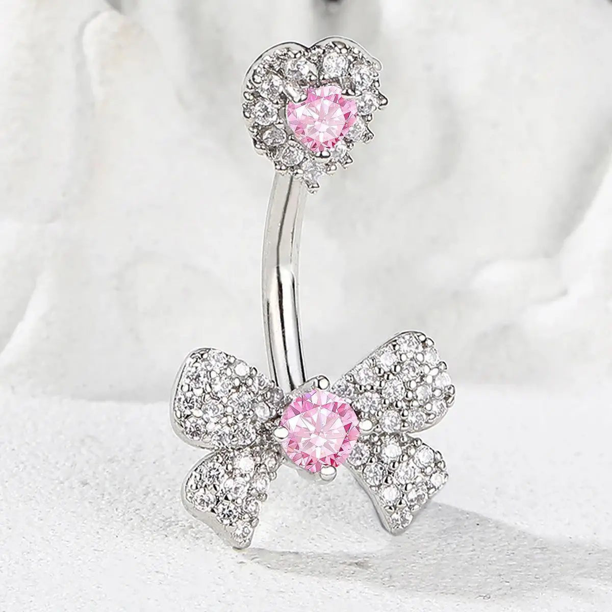 Elegant Love Bow 10mm Gold Plated Zircon Stainless Steel Spike Jewelry Simple Hot Sale Navel Fashion Nose - QIAO CrystalQIAO CrystalQIAO Crystal
