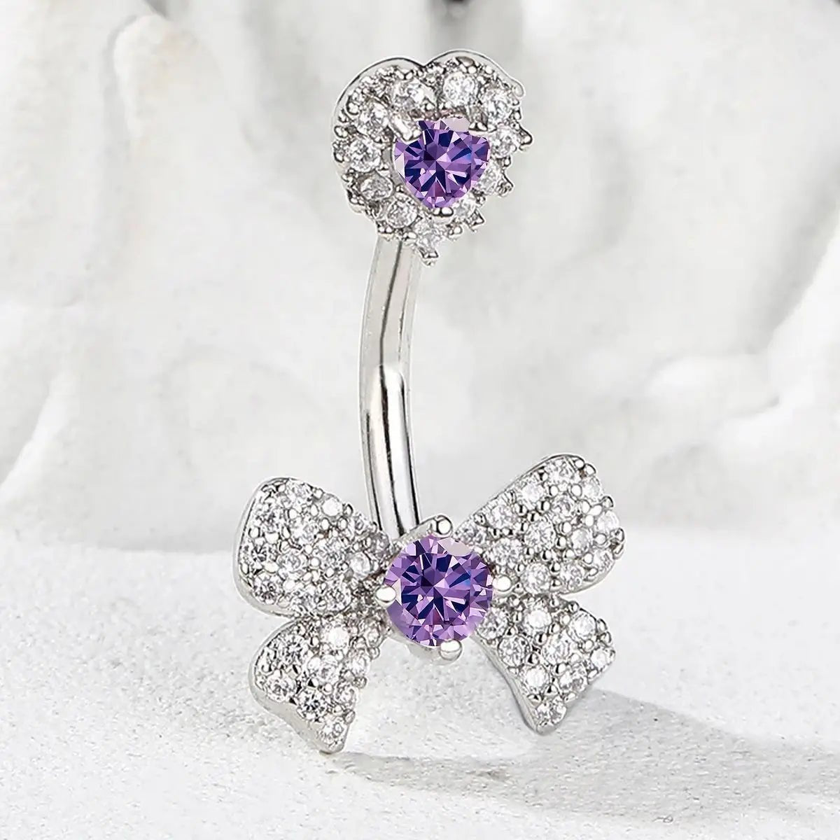 Elegant Love Bow 10mm Gold Plated Zircon Stainless Steel Spike Jewelry Simple Hot Sale Navel Fashion Nose - QIAO CrystalQIAO CrystalQIAO Crystal