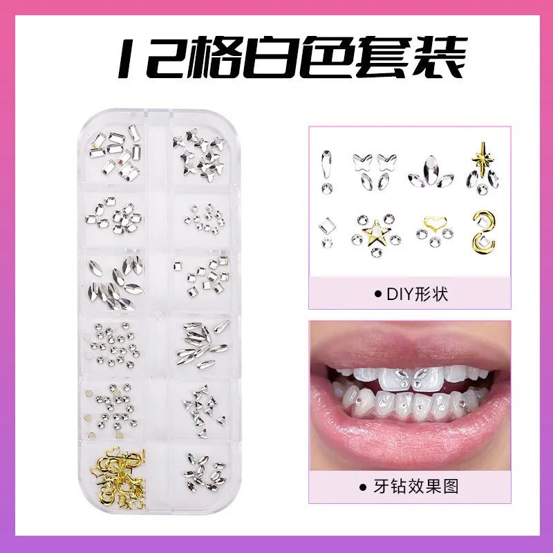 European and American DIY Jewelry Set with Teeth Gem Kit Adhesive Accessories & Opal Loose Gemstones - QIAO CrystalQIAO CrystalQIAO Crystal