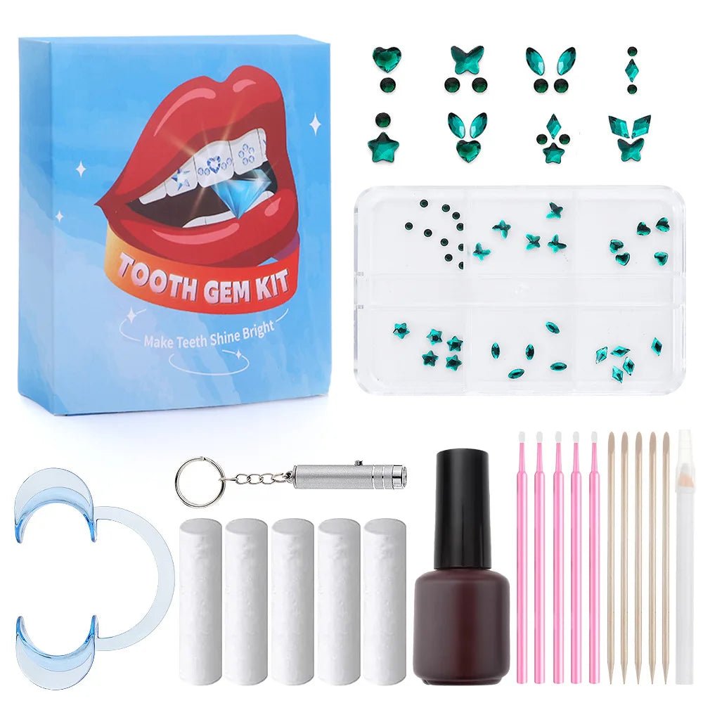 European and American DIY Jewelry Set with Teeth Gem Kit Adhesive Accessories & Opal Loose Gemstones - QIAO CrystalQIAO CrystalQIAO Crystal