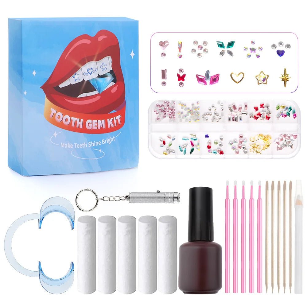 European and American DIY Jewelry Set with Teeth Gem Kit Adhesive Accessories & Opal Loose Gemstones - QIAO CrystalQIAO CrystalQIAO Crystal