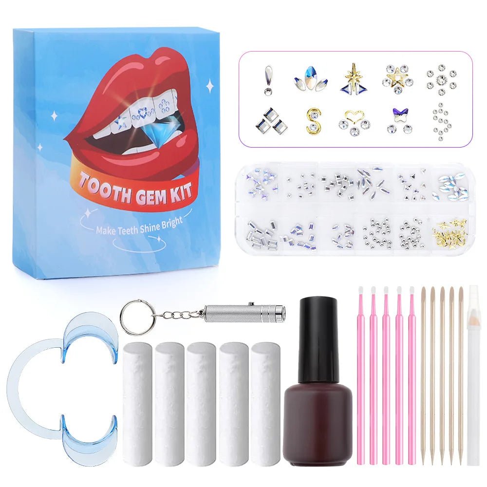 European and American DIY Jewelry Set with Teeth Gem Kit Adhesive Accessories & Opal Loose Gemstones - QIAO CrystalQIAO CrystalQIAO Crystal