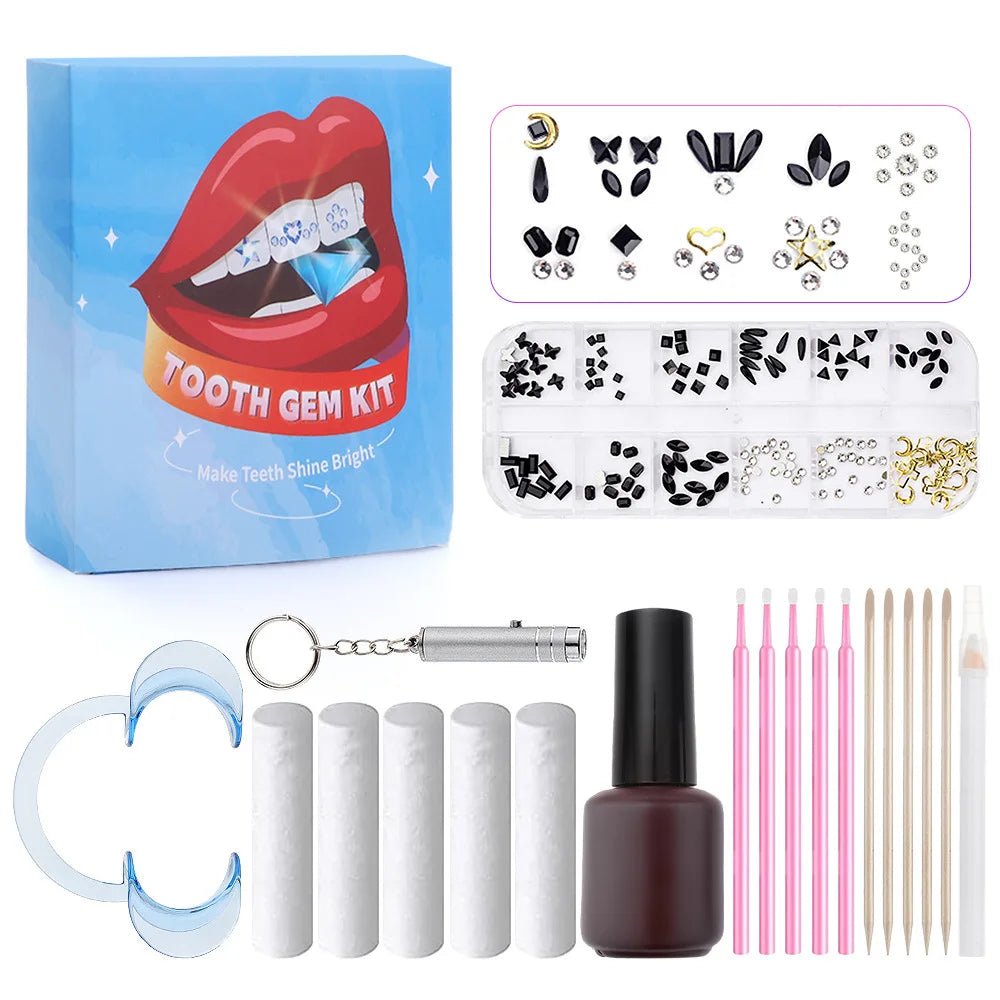 European and American DIY Jewelry Set with Teeth Gem Kit Adhesive Accessories & Opal Loose Gemstones - QIAO CrystalQIAO CrystalQIAO Crystal