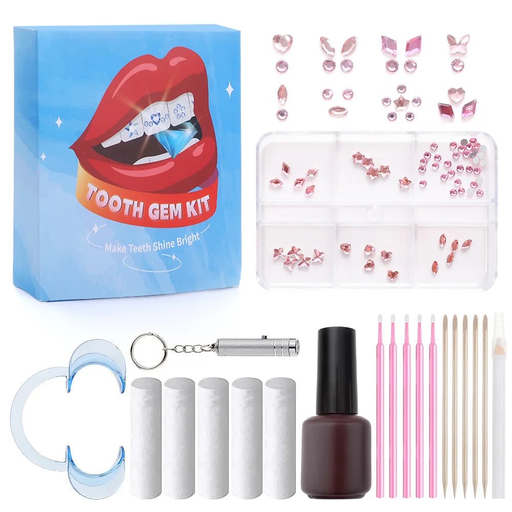 European and American DIY Jewelry Set with Teeth Gem Kit Adhesive Accessories & Opal Loose Gemstones - QIAO CrystalQIAO CrystalQIAO Crystal