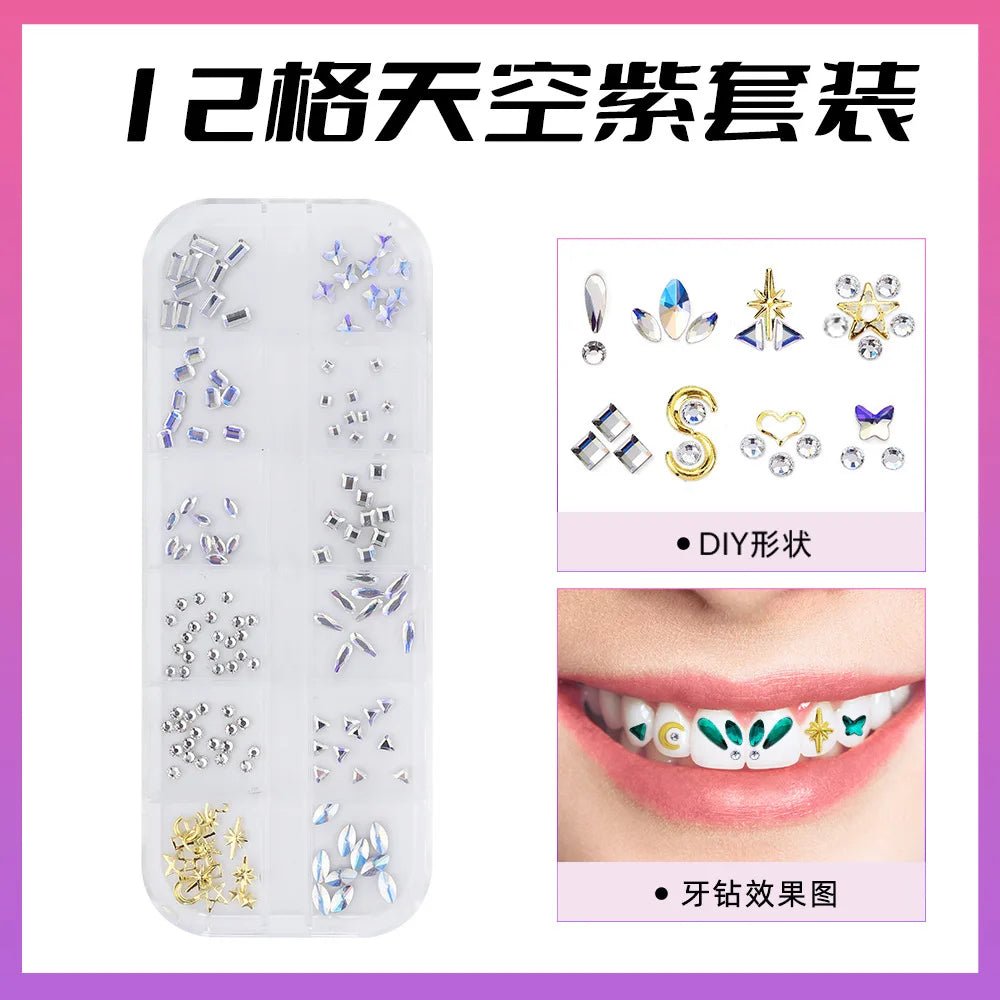 European and American DIY Jewelry Set with Teeth Gem Kit Adhesive Accessories & Opal Loose Gemstones - QIAO CrystalQIAO CrystalQIAO Crystal