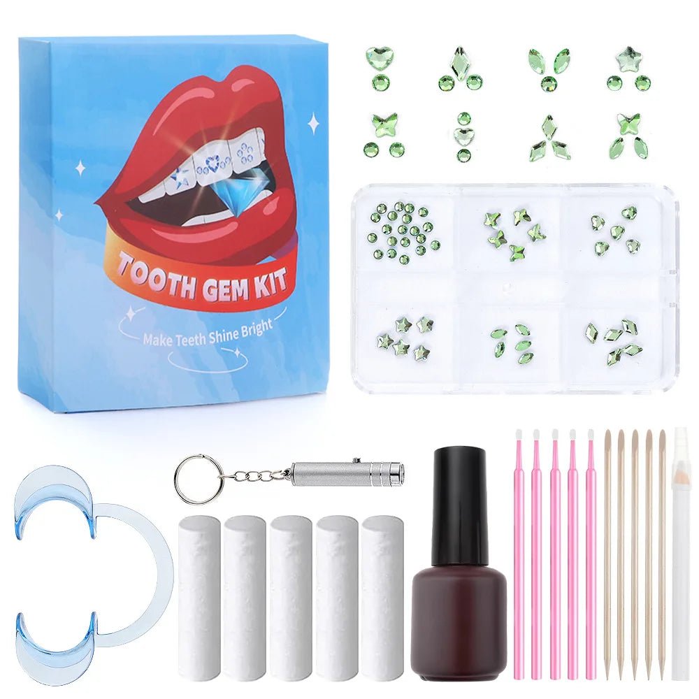 European and American DIY Jewelry Set with Teeth Gem Kit Adhesive Accessories & Opal Loose Gemstones - QIAO CrystalQIAO CrystalQIAO Crystal