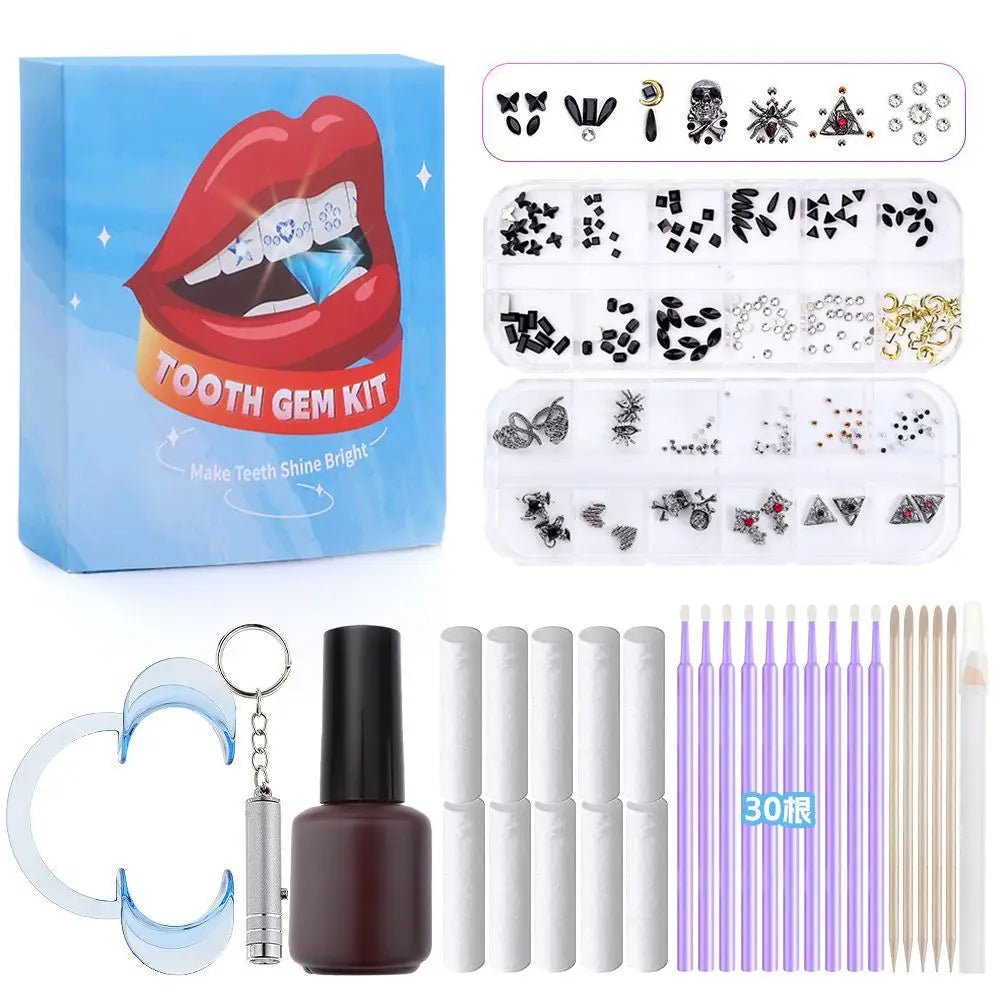 European and American DIY Jewelry Set with Teeth Gem Kit Adhesive Accessories & Opal Loose Gemstones - QIAO CrystalQIAO CrystalQIAO Crystal