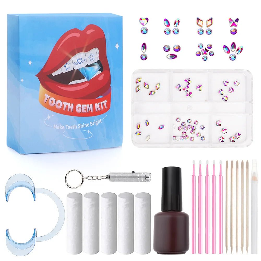European and American DIY Jewelry Set with Teeth Gem Kit Adhesive Accessories & Opal Loose Gemstones - QIAO CrystalQIAO CrystalQIAO Crystal