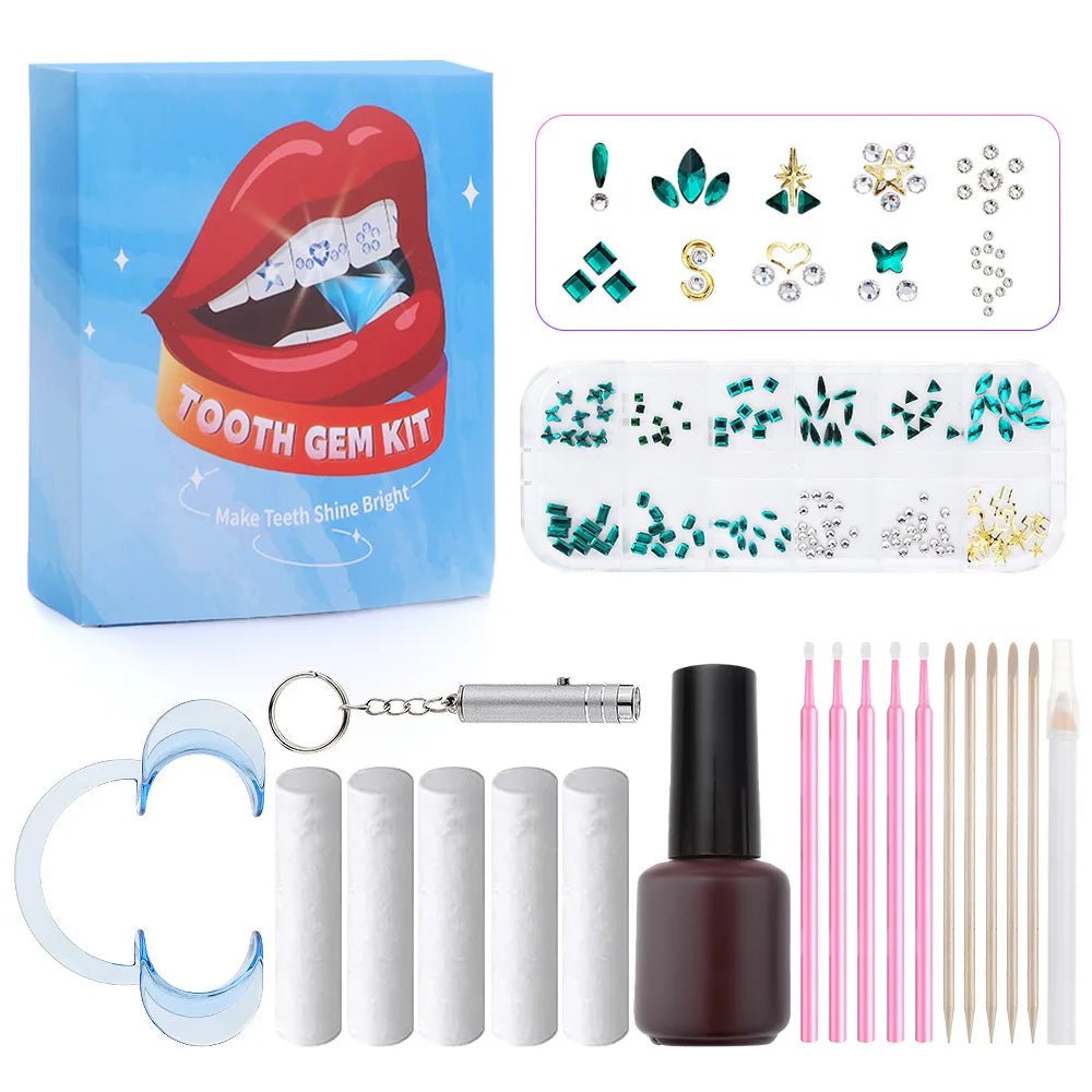European and American DIY Jewelry Set with Teeth Gem Kit Adhesive Accessories & Opal Loose Gemstones - QIAO CrystalQIAO CrystalQIAO Crystal