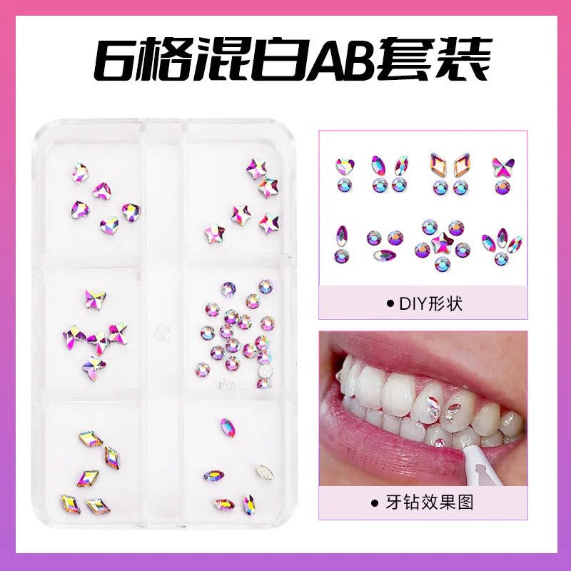 European and American DIY Jewelry Set with Teeth Gem Kit Adhesive Accessories & Opal Loose Gemstones - QIAO CrystalQIAO CrystalQIAO Crystal