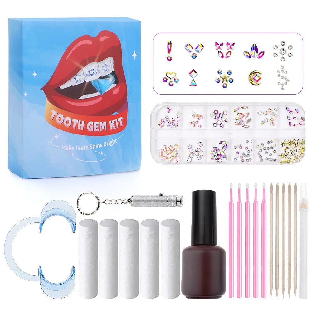 European and American DIY Jewelry Set with Teeth Gem Kit Adhesive Accessories & Opal Loose Gemstones - QIAO CrystalQIAO CrystalQIAO Crystal