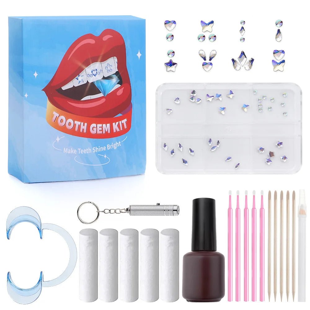 European and American DIY Jewelry Set with Teeth Gem Kit Adhesive Accessories & Opal Loose Gemstones - QIAO CrystalQIAO CrystalQIAO Crystal