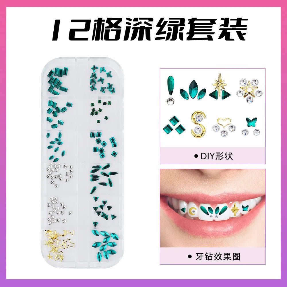 European and American DIY Jewelry Set with Teeth Gem Kit Adhesive Accessories & Opal Loose Gemstones - QIAO CrystalQIAO CrystalQIAO Crystal