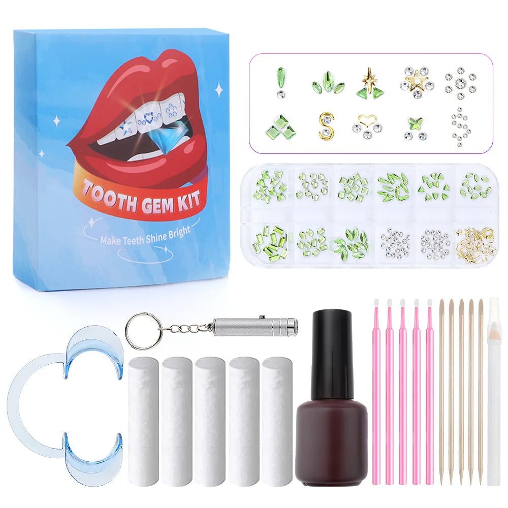 European and American DIY Jewelry Set with Teeth Gem Kit Adhesive Accessories & Opal Loose Gemstones - QIAO CrystalQIAO CrystalQIAO Crystal