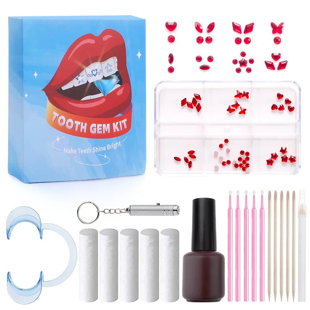 European and American DIY Jewelry Set with Teeth Gem Kit Adhesive Accessories & Opal Loose Gemstones - QIAO CrystalQIAO CrystalQIAO Crystal