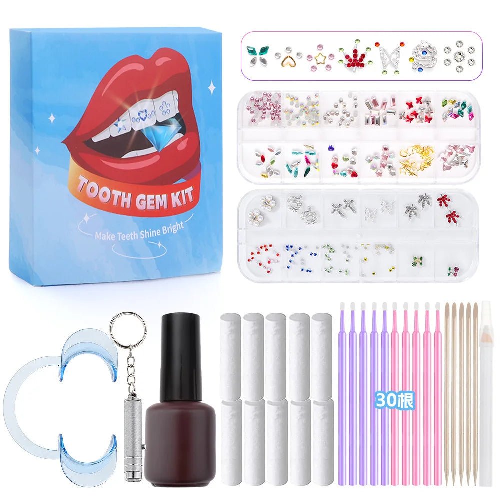 European and American DIY Jewelry Set with Teeth Gem Kit Adhesive Accessories & Opal Loose Gemstones - QIAO CrystalQIAO CrystalQIAO Crystal