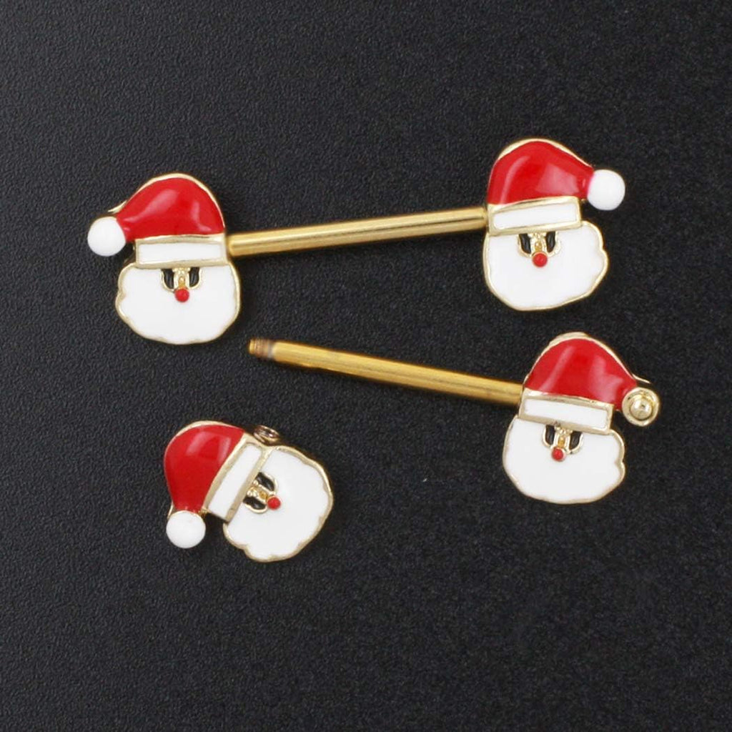 Excepro 14G Christmas Small Bell Round Nipple Ring 316L Surgical Stainless Steel Nipple Barbell - QIAO CrystalQIAO CrystalQIAO Crystal