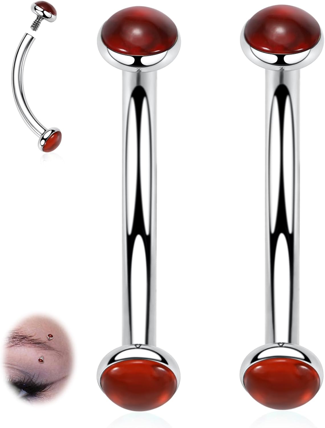 Eyebrow Piercing Jewelry Eyebrow Rings Curved Barbell 16G Eyebrow Belly Button Ring Navel Rings Rook Daith Earrings Lip Ring Eyebrow Jewelry 6mm - 12mm - QIAO CrystalQIAO CrystalQIAO Crystal