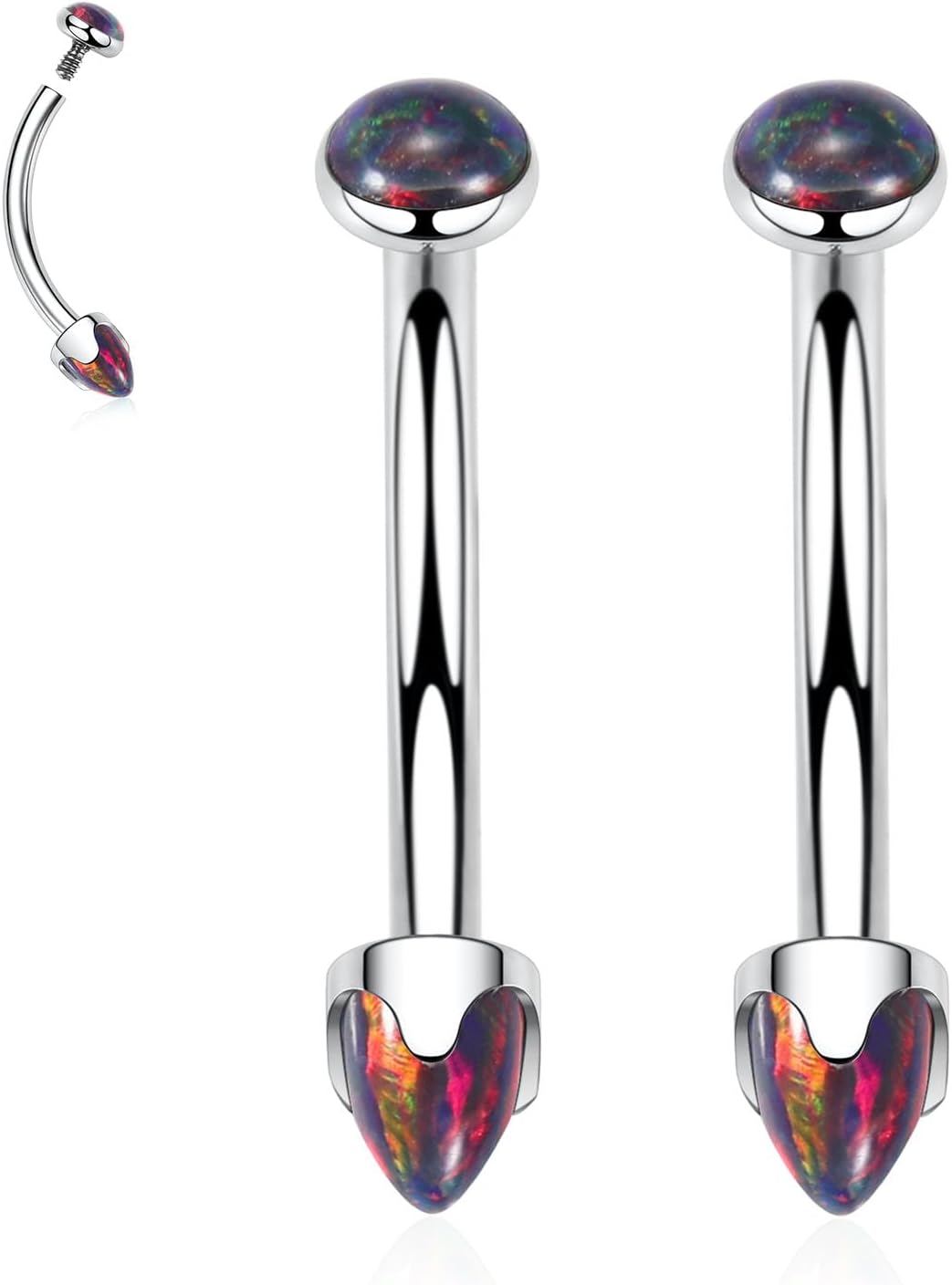 Eyebrow Piercing Jewelry Eyebrow Rings Curved Barbell 16G Eyebrow Belly Button Ring Navel Rings Rook Daith Earrings Lip Ring Eyebrow Jewelry 6mm - 12mm - QIAO CrystalQIAO CrystalQIAO Crystal