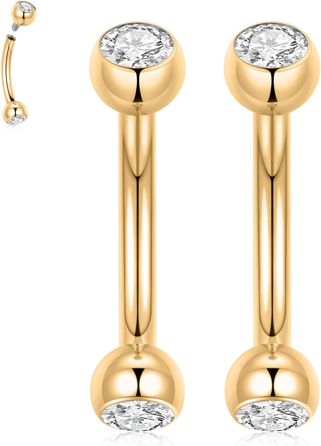 Eyebrow Piercing Jewelry Eyebrow Rings Curved Barbell 16G Eyebrow Belly Button Ring Navel Rings Rook Daith Earrings Lip Ring Eyebrow Jewelry 6mm - 12mm - QIAO CrystalQIAO CrystalQIAO Crystal