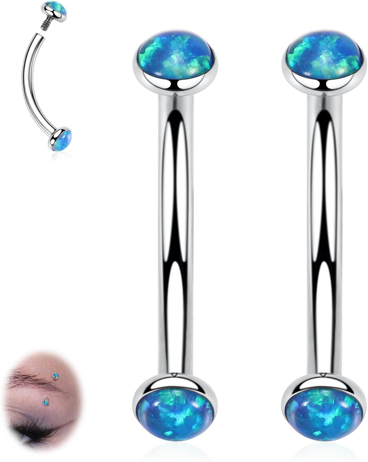 Eyebrow Piercing Jewelry Eyebrow Rings Curved Barbell 16G Eyebrow Belly Button Ring Navel Rings Rook Daith Earrings Lip Ring Eyebrow Jewelry 6mm - 12mm - QIAO CrystalQIAO CrystalQIAO Crystal