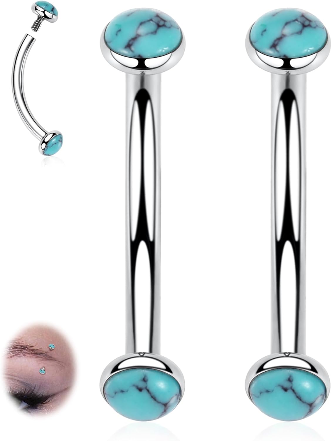 Eyebrow Piercing Jewelry Eyebrow Rings Curved Barbell 16G Eyebrow Belly Button Ring Navel Rings Rook Daith Earrings Lip Ring Eyebrow Jewelry 6mm - 12mm - QIAO CrystalQIAO CrystalQIAO Crystal