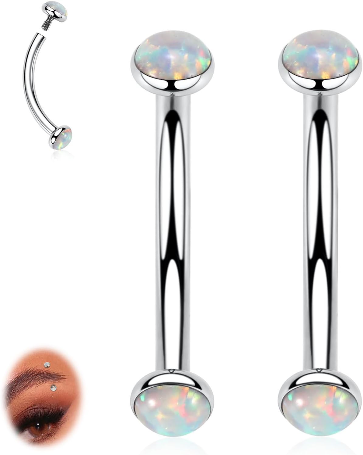 Eyebrow Piercing Jewelry Eyebrow Rings Curved Barbell 16G Eyebrow Belly Button Ring Navel Rings Rook Daith Earrings Lip Ring Eyebrow Jewelry 6mm - 12mm - QIAO CrystalQIAO CrystalQIAO Crystal