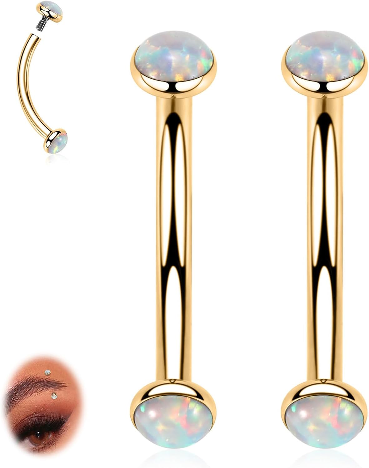 Eyebrow Piercing Jewelry Eyebrow Rings Curved Barbell 16G Eyebrow Belly Button Ring Navel Rings Rook Daith Earrings Lip Ring Eyebrow Jewelry 6mm - 12mm - QIAO CrystalQIAO CrystalQIAO Crystal