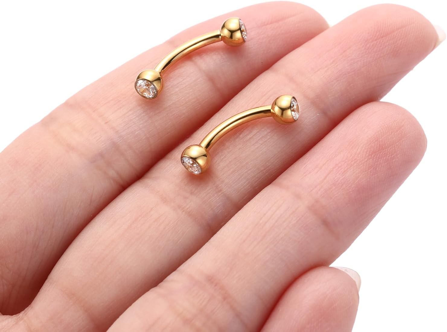 Eyebrow Piercing Jewelry Eyebrow Rings Curved Barbell 16G Eyebrow Belly Button Ring Navel Rings Rook Daith Earrings Lip Ring Eyebrow Jewelry 6mm - 12mm - QIAO CrystalQIAO CrystalQIAO Crystal