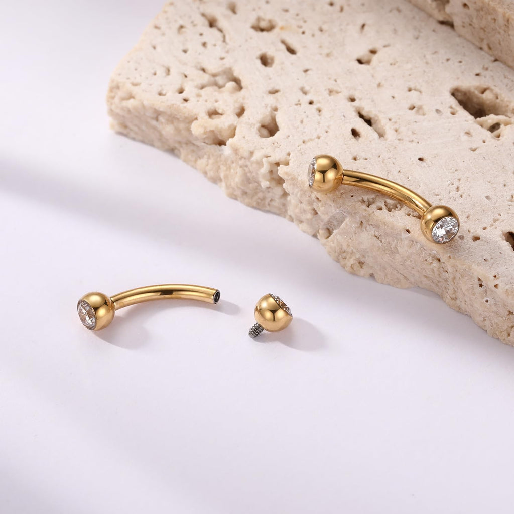 Eyebrow Piercing Jewelry Eyebrow Rings Curved Barbell 16G Eyebrow Belly Button Ring Navel Rings Rook Daith Earrings Lip Ring Eyebrow Jewelry 6mm - 12mm - QIAO CrystalQIAO CrystalQIAO Crystal