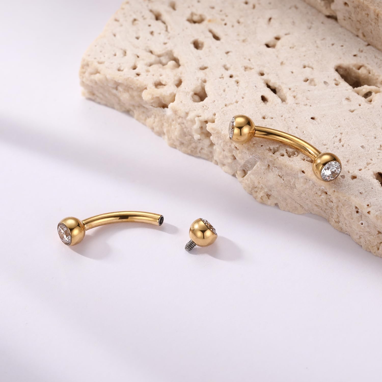 Eyebrow Piercing Jewelry Eyebrow Rings Curved Barbell 16G Eyebrow Belly Button Ring Navel Rings Rook Daith Earrings Lip Ring Eyebrow Jewelry 6mm - 12mm - QIAO CrystalQIAO CrystalQIAO Crystal