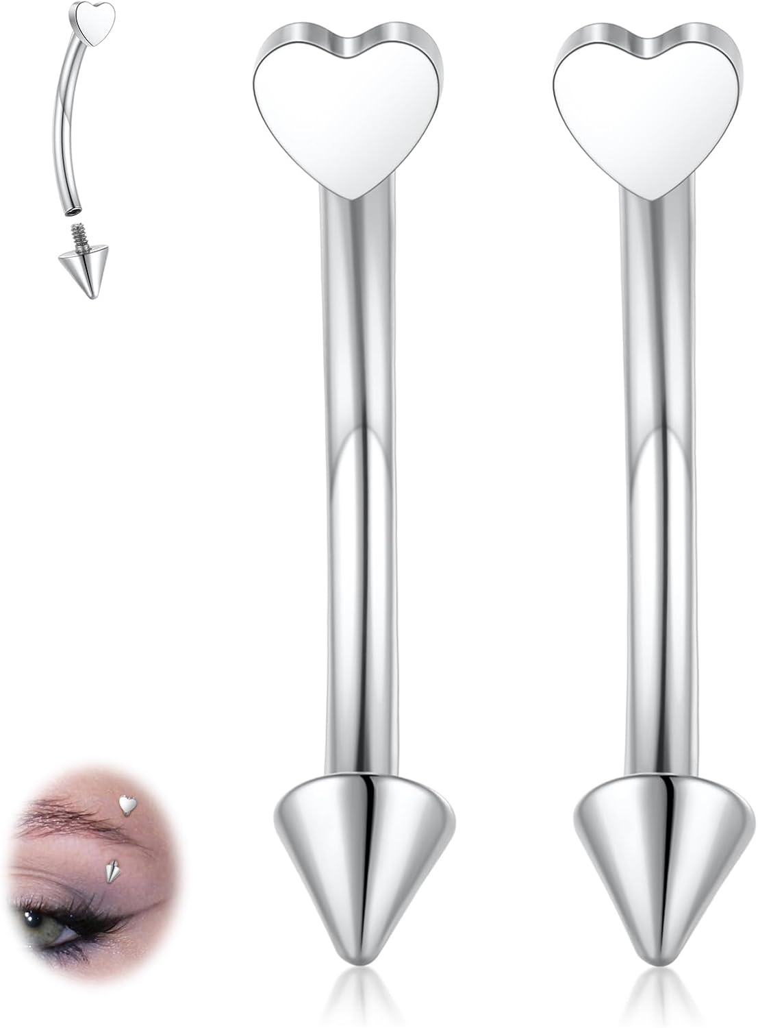 Eyebrow Piercing Jewelry Eyebrow Rings Curved Barbell 16G Eyebrow Belly Button Ring Navel Rings Rook Daith Earrings Lip Ring Eyebrow Jewelry 6mm - 12mm - QIAO CrystalQIAO CrystalQIAO Crystal