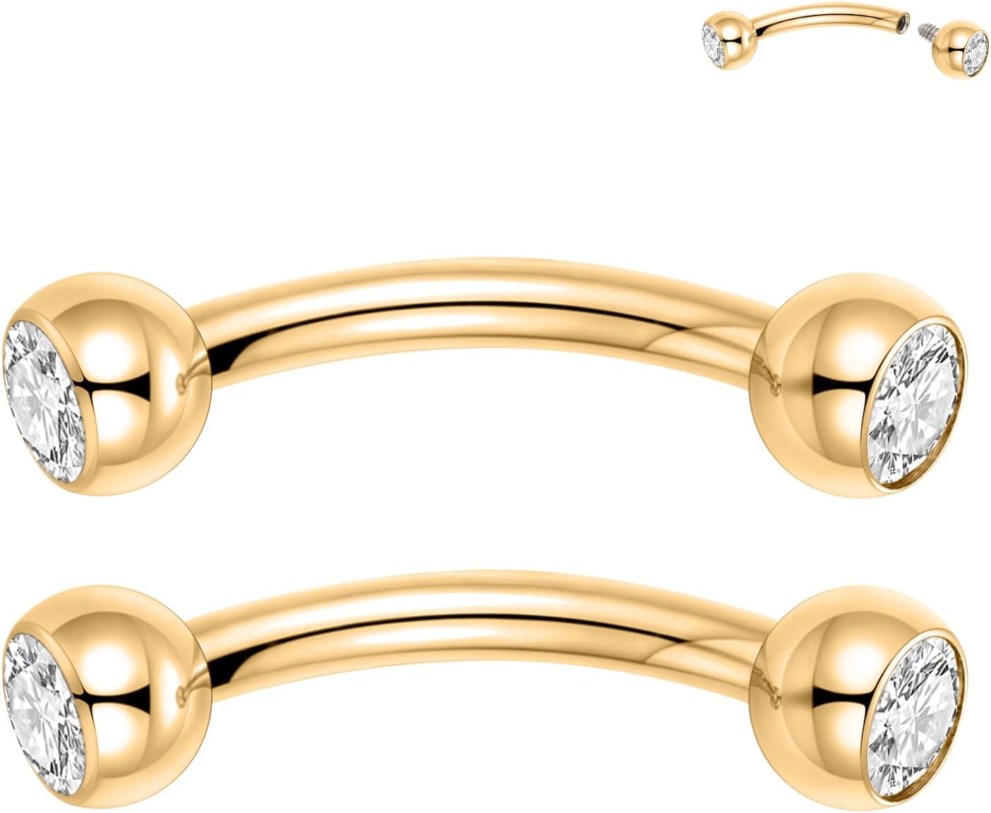 Eyebrow Piercing Jewelry Eyebrow Rings Curved Barbell 16G Eyebrow Belly Button Ring Navel Rings Rook Daith Earrings Lip Ring Eyebrow Jewelry 6mm - 12mm - QIAO CrystalQIAO CrystalQIAO Crystal