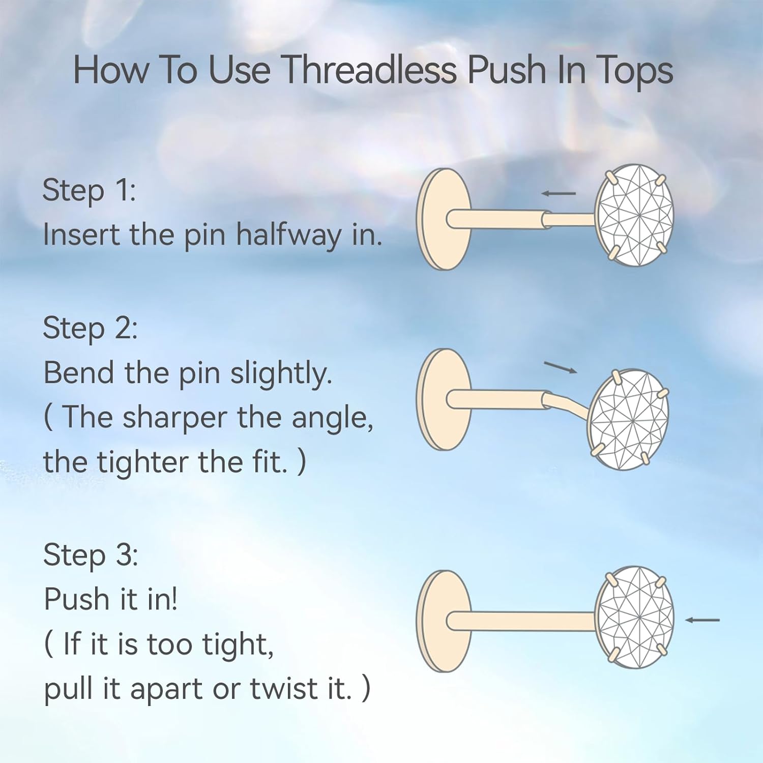 F136 Hypoallergenic Titanium Flat Back Stud G23 Implant Grade Press Fit Threadless Earrings - QIAO CrystalQIAO CrystalQIAO Crystal