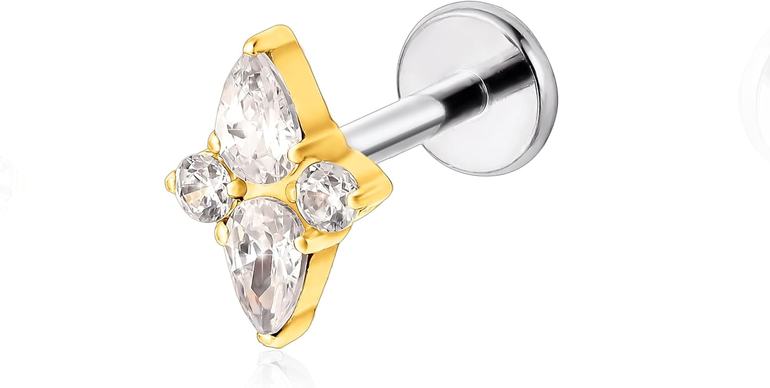 F136 Hypoallergenic Titanium Flat Back Stud G23 Implant Grade Press Fit Threadless Earrings - QIAO CrystalQIAO CrystalQIAO Crystal