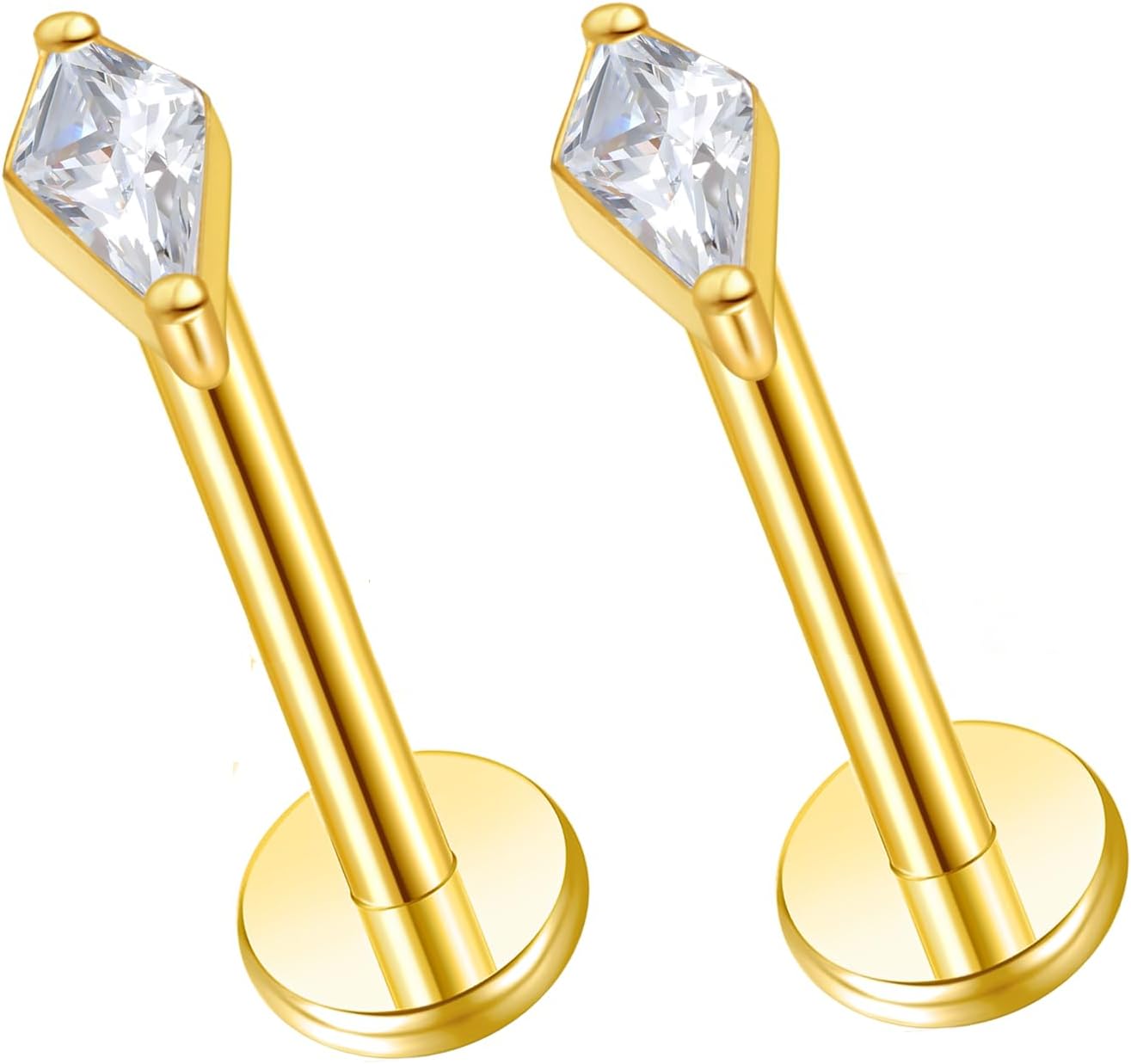 F136 Implant Grade Titanium Press Fit Threadless Push in Labret Cartilage Helix Lip - QIAO CrystalQIAO CrystalQIAO Crystal